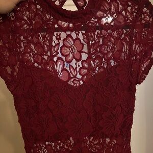 Elegant Burgundy Lace Dress